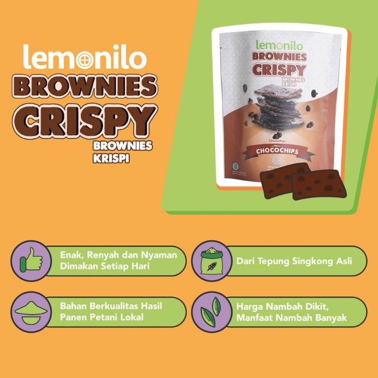 

LEMONILO BROWNIES CRISPY CHOCOLATE CEMILAN DIET SEHAT coklat