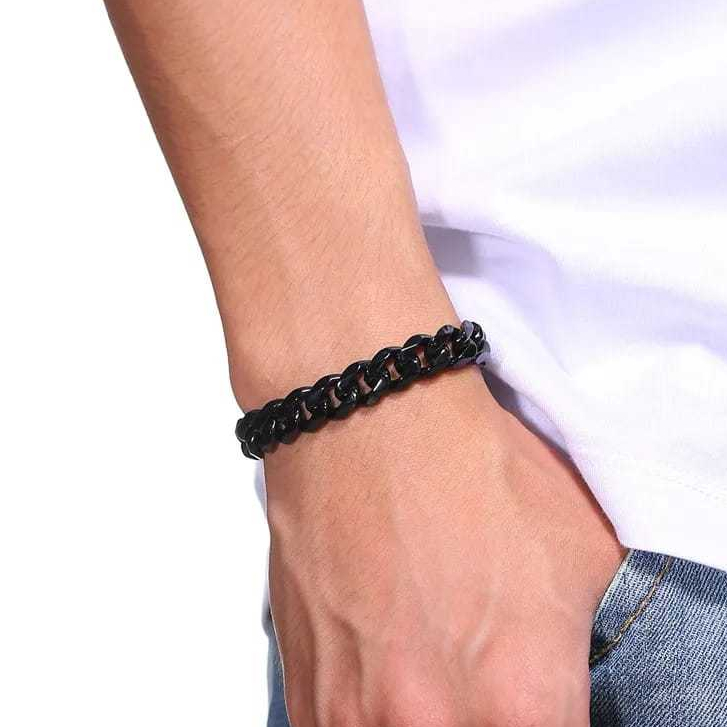 Gelang Tangan Titanium Pria Wanita Rantai Hitam Anti Karat /GELANG TANGAN RANTAI ANTIKARAT PRIA DAN 