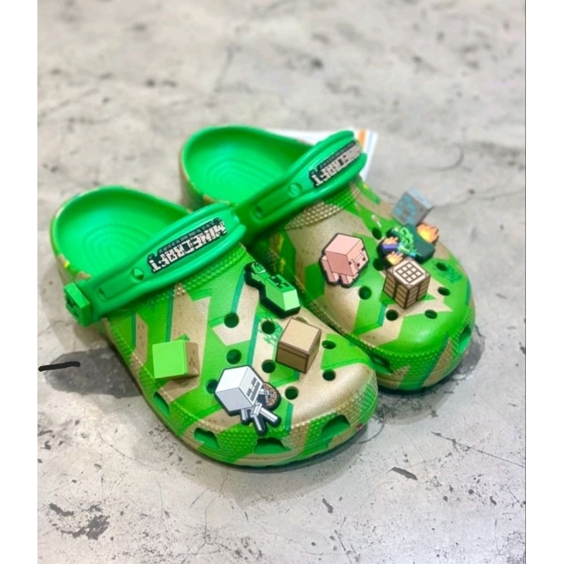 Sandal crocs anak Minecraft / Sandal anak Crocs Minecraft clog ( Lengkap jibbitz)
