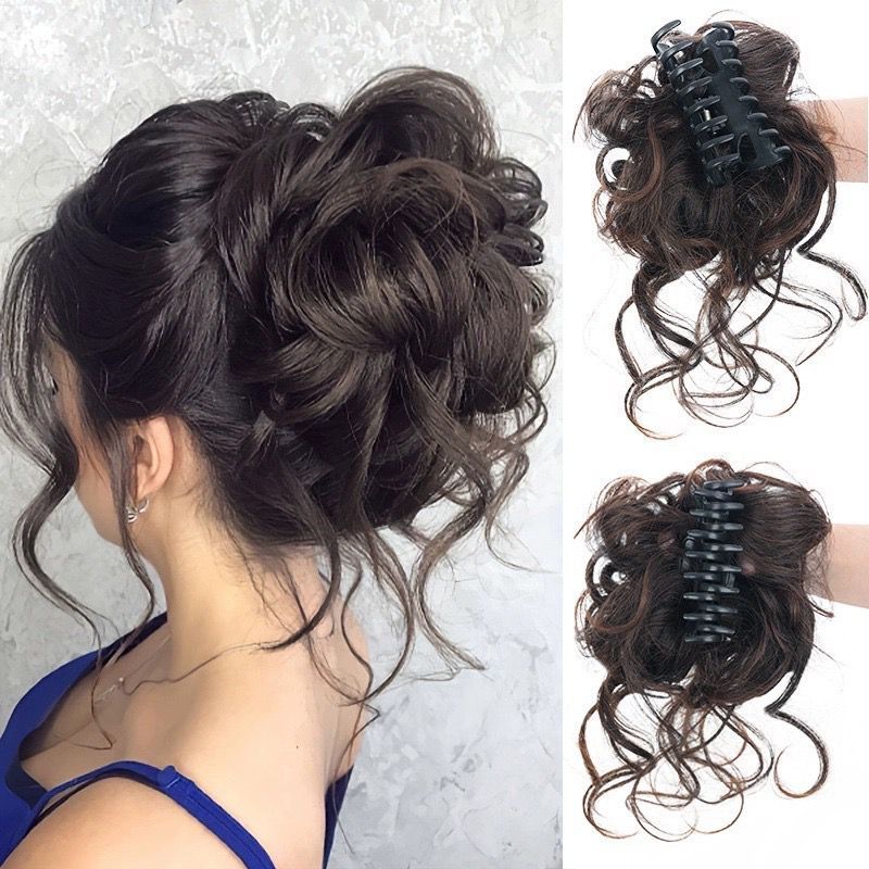 Sanggul Jepit Rambut Palsu Ekor Kuda Model Keriting untuk Wanita
