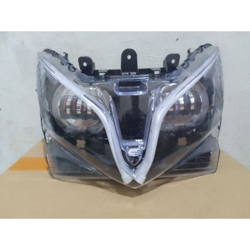 Headlamp Reflektor Plus Mika Kaca Lampu Depan Vario 125 Old Techno Custom Biled 4 Mata Plus Lampu Al