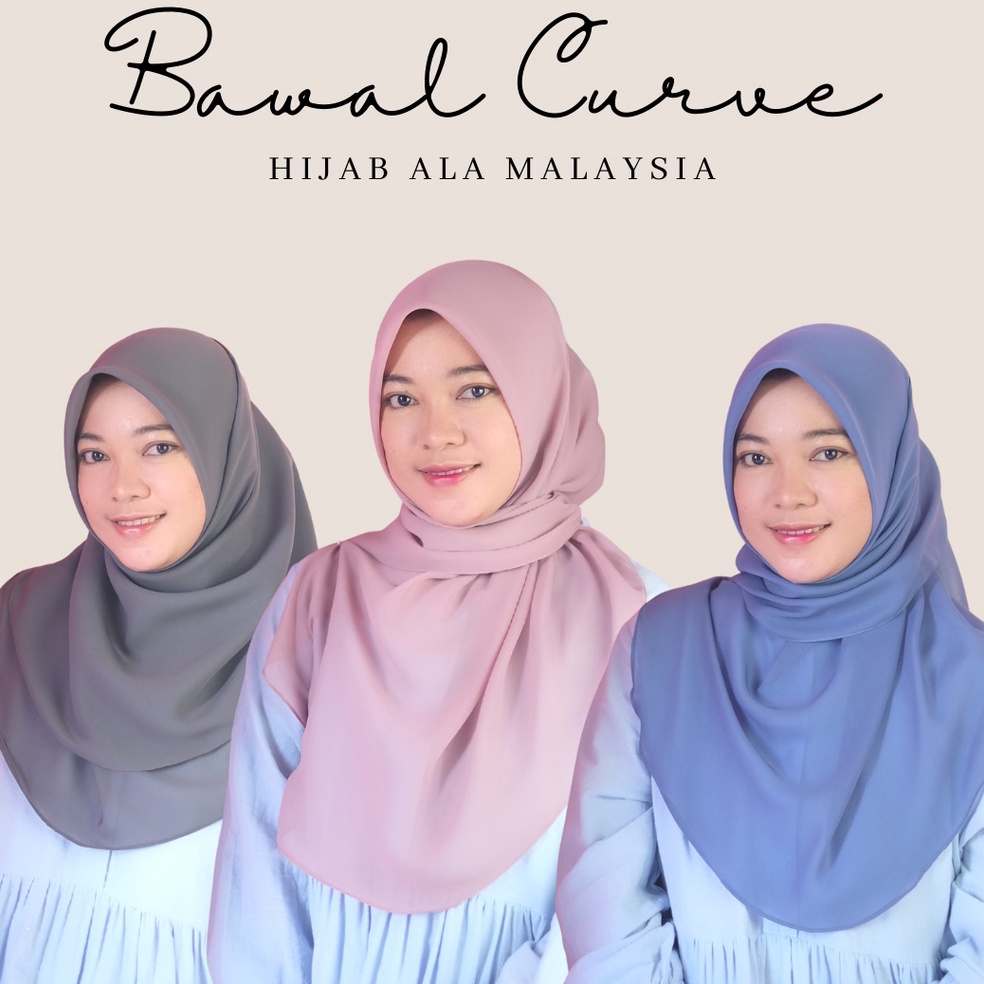 Terlaris BAWAL CURVE HIJAB MALAYSIA SEGI EMPAT OVAL