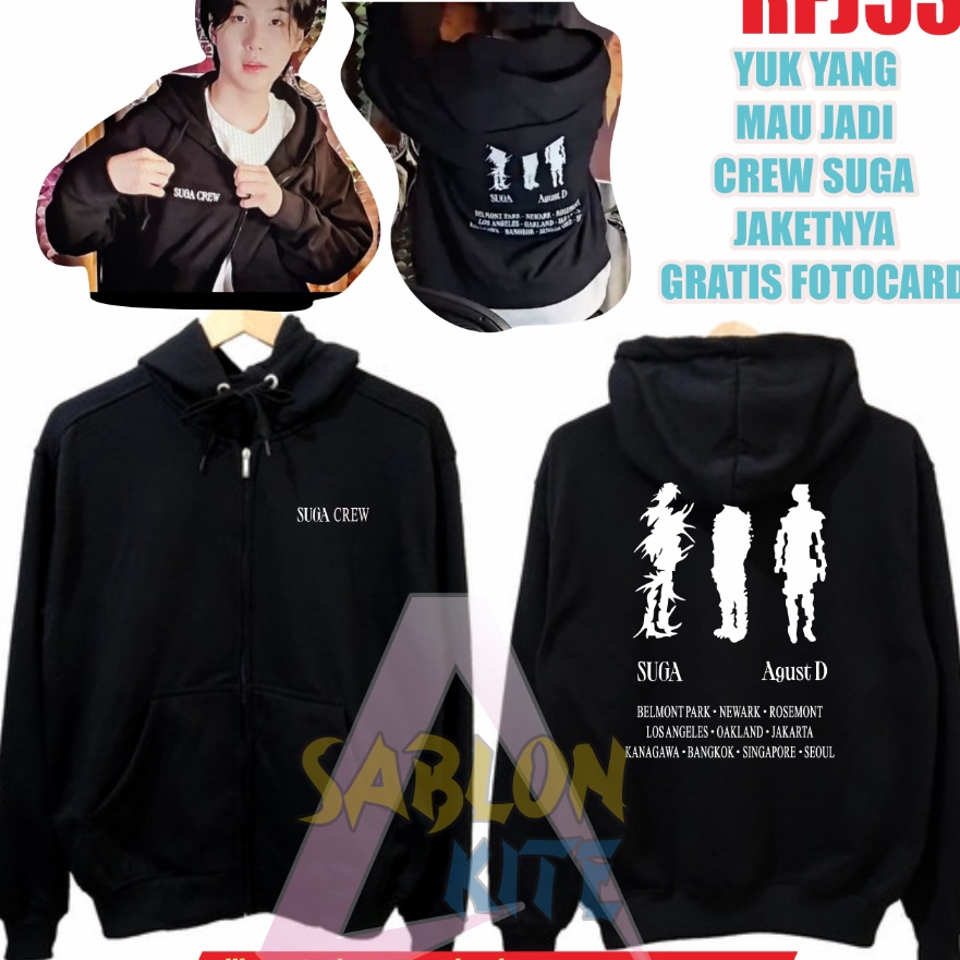 Paling Murah Gratis Fotocard Jaket Hoodie Kpop Suga AgustD Crew RFJ532
