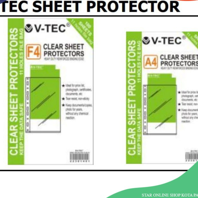 

V tec clear sheer protector pelindung lembaran bening VT 303 F4 A4 isi 10 lembar