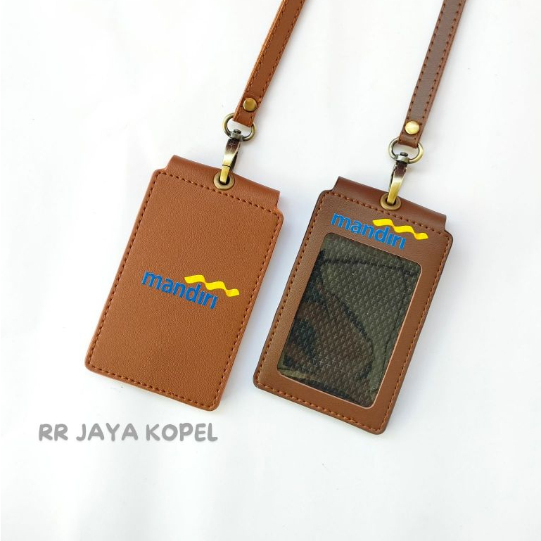 

ID Card Holder Kulit Magnet Name Tag Flip 1 Sisi Logo