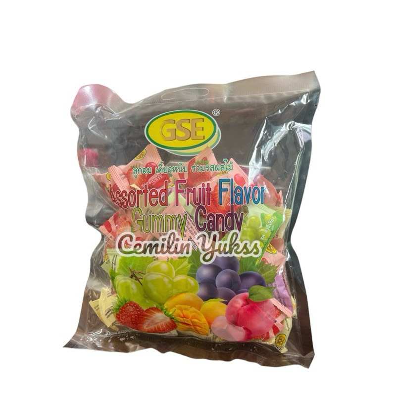 

GSE Assorted Fruit Flavour Gummy Candy 500gr Permen Jeli Aneka Rasa Buah Stoberi Grape Mangga