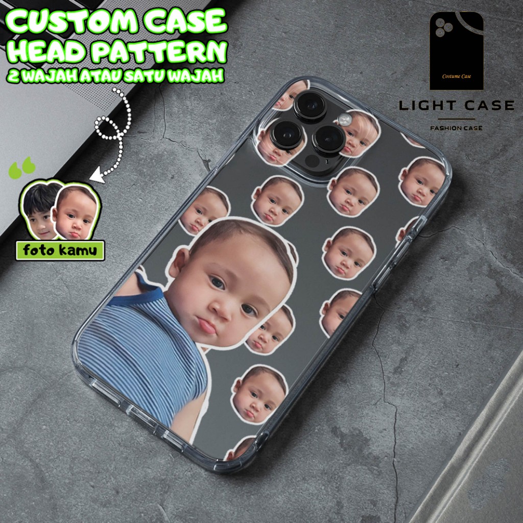 Light Case Custom case foto muka face case bisa custom foto, logo, gambar dan nama ready untuk semua