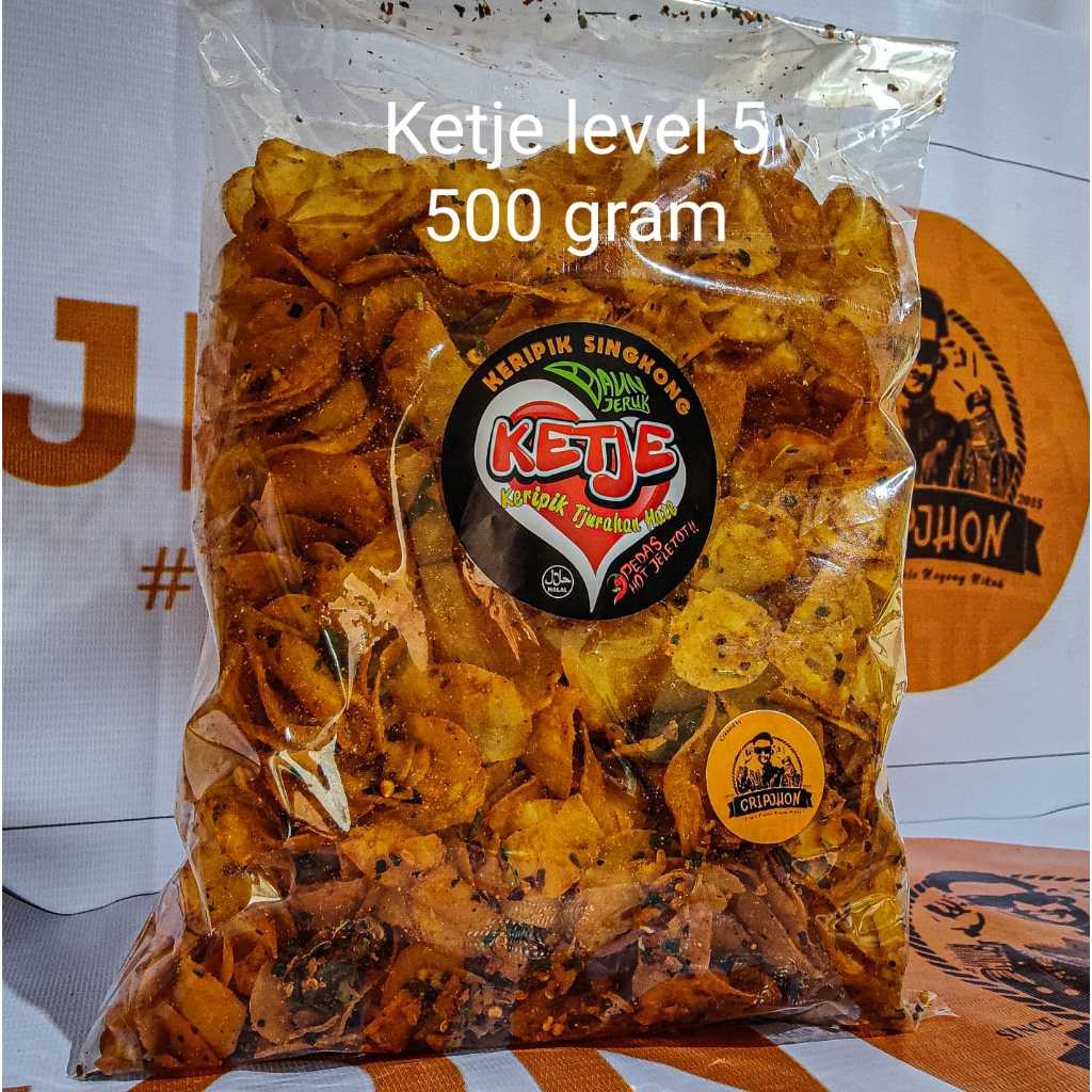 

CRIPJHON Kripset Premium Daun Jeruk Keripik Singkong Pedas Ketje 500 gram - level 5