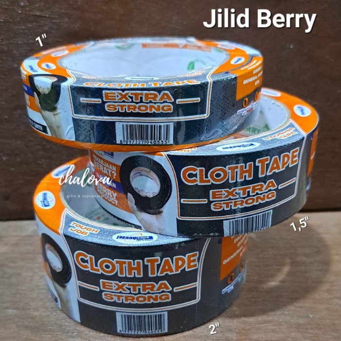 

[ROLL] JILID BERRY CLOTH TAPE 1 INCH / LAKBAN JILID HITAM 24MM / ISOLASI LAKBAN KAIN HITAM 12 METER