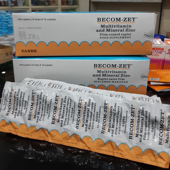 Becom-Zet Strip 10 Kaplet - Multivitamin untuk menjaga daya tahan tubuh