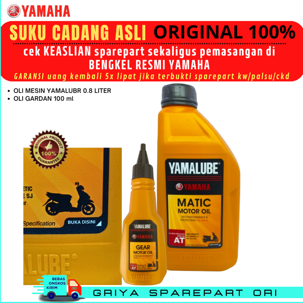 Oli Yamalube Matic Original Asli Yamaha Paket oli gardan Yamalube Oli motor matic Original Oli mesin