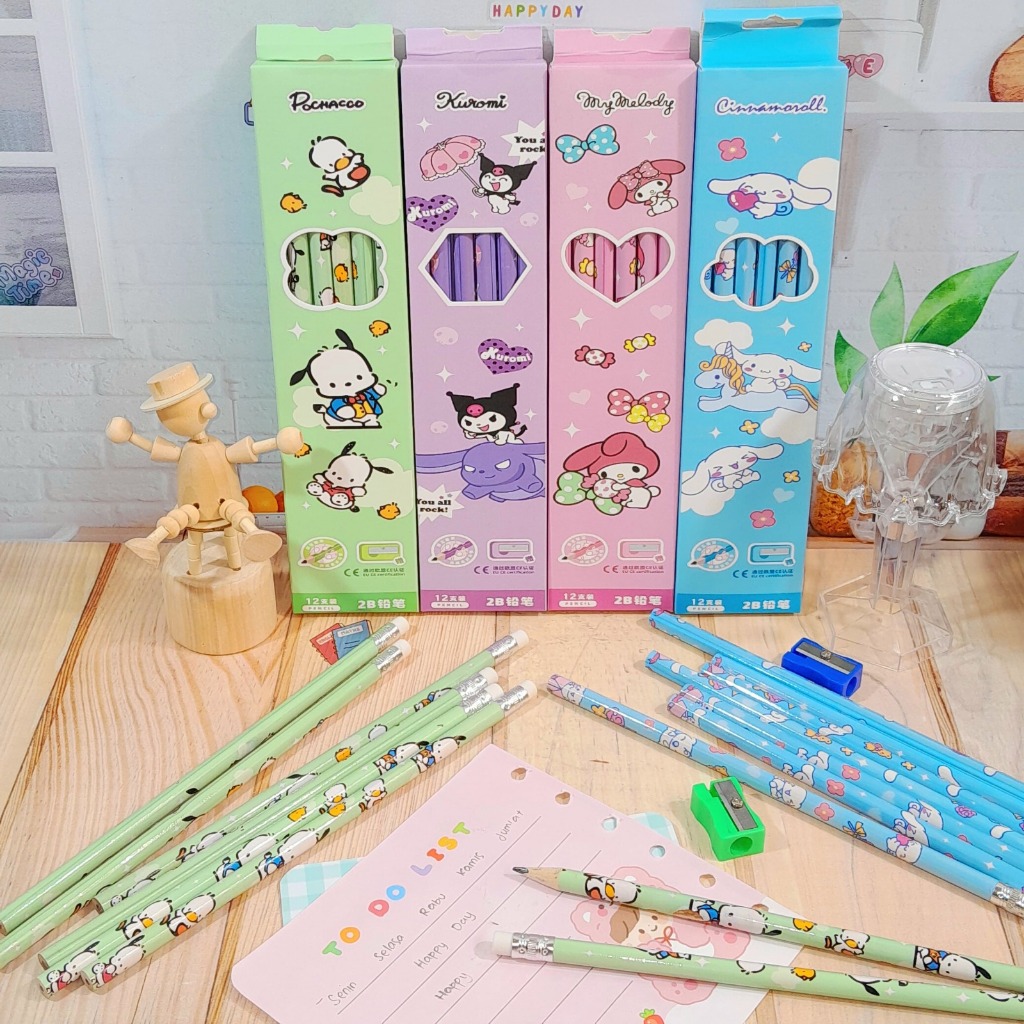 

Pensil 2B Sanrio 1 Pack isi 12 Pcs FREE Serutan Melody Kuromi TERMURAH / Pensil Batang Sanrio 1 Set isi 12 PCS Best Quality Alat Tulis Sekolah Anak Kekinian Favorit Bisa Grosir dan COD