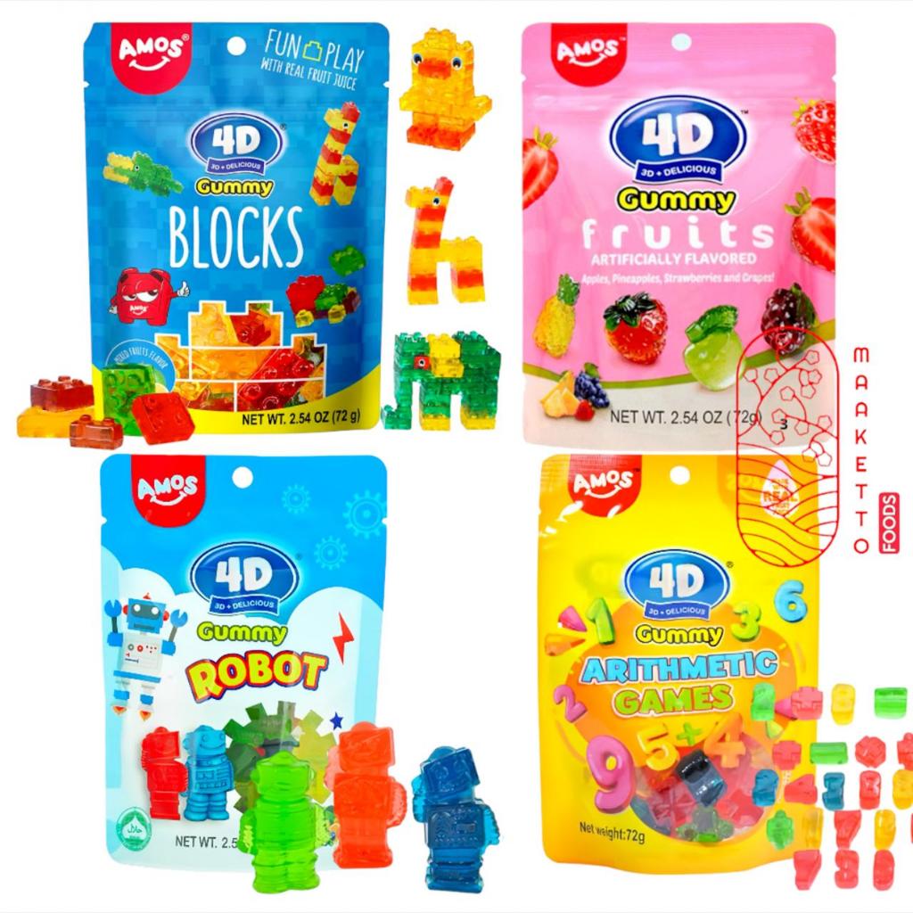 

Amos Gummy Candy Blocks Robot Fruits Arithmetic / Permen Amos 4D / Permen Jelly Amos