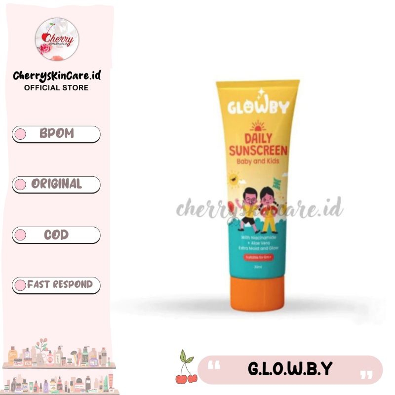 ❣️Cherryskincare.id❣️ GLOWBY Daily Sunscreen Wajah dan Badan spf 50 untuk Bayi dan Anak 30ml