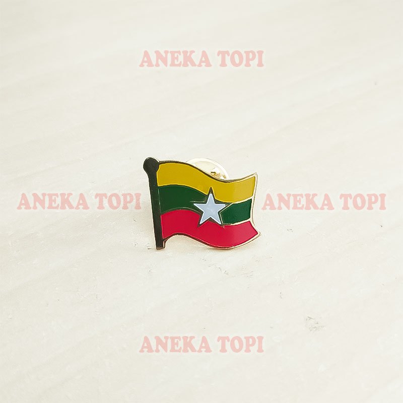 Flag Pin Myanmar Pin Bendera Negara Myanmar Pin Flag Myanmar - Aneka Topi