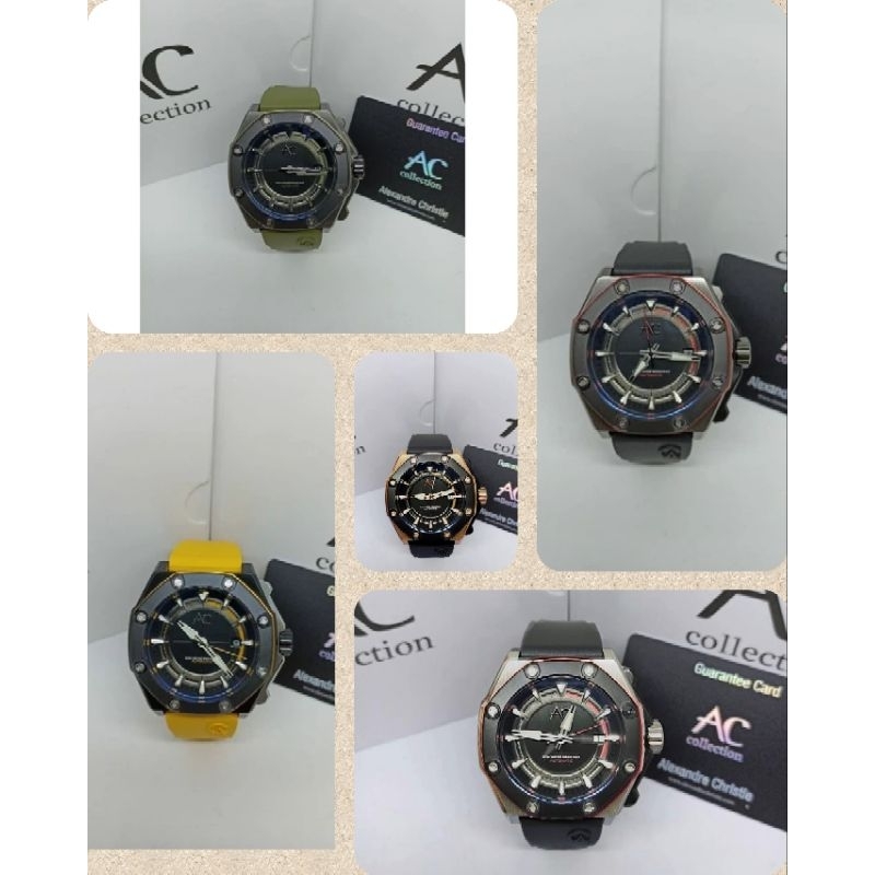 Jam Tangan Pria Alexandre Christie Automatic 9601 AC9601 AC 9601 Tali Karet / Rubber
