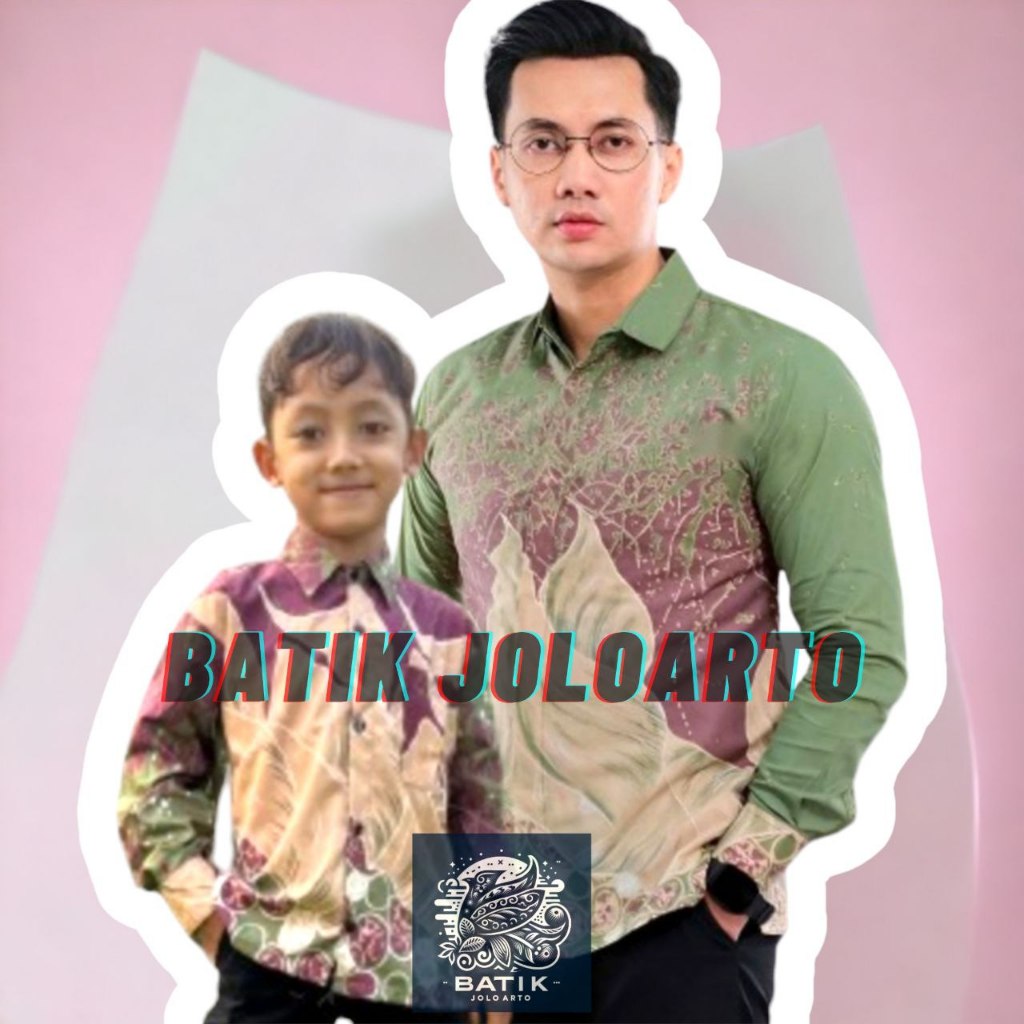 TERBARU Couple sweet || couple batik ayah dan anak cowok BATIK Sage Batik Sage Green Kemeja Batik De