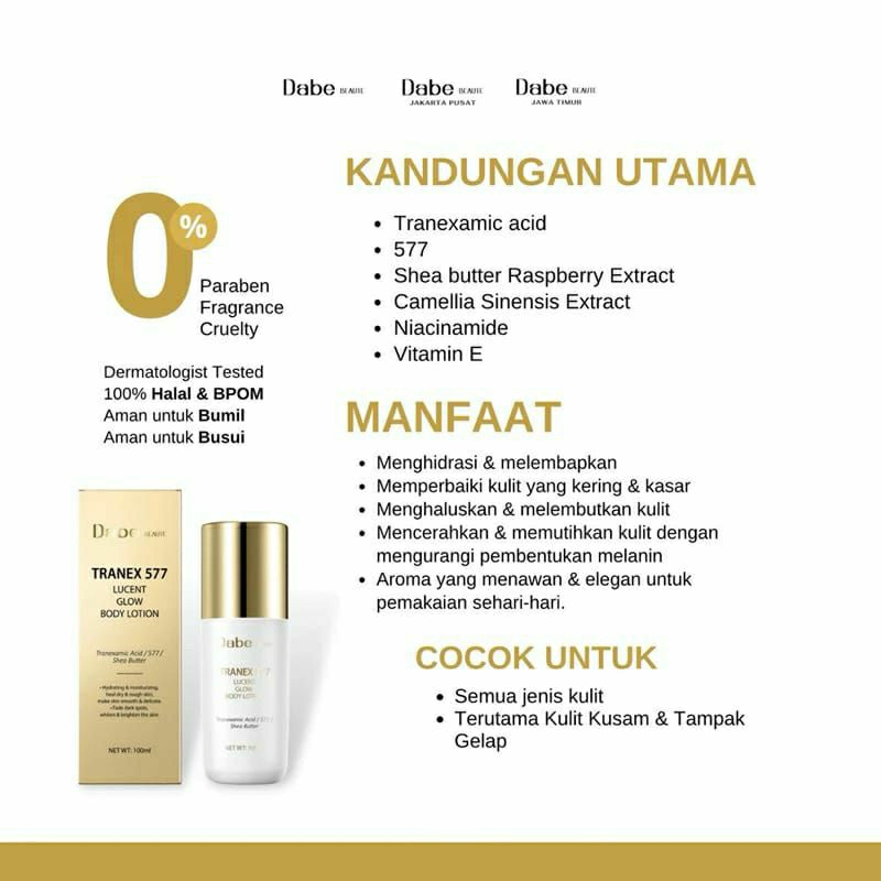 body lotion dabe beaute tranex 577