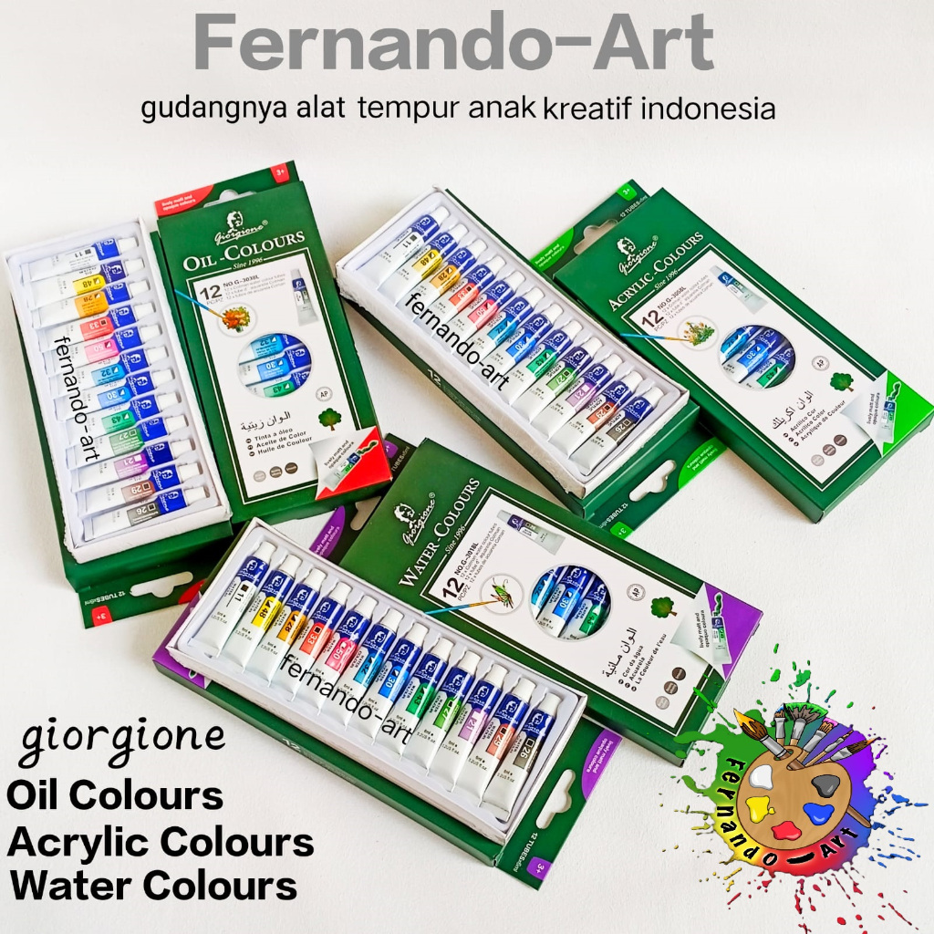 

Cat Lukis Giorgione 12x6ml Akrilik-Minyak-Air / Acrylic-Oil-Water Colours Giorgione 12X6 ml