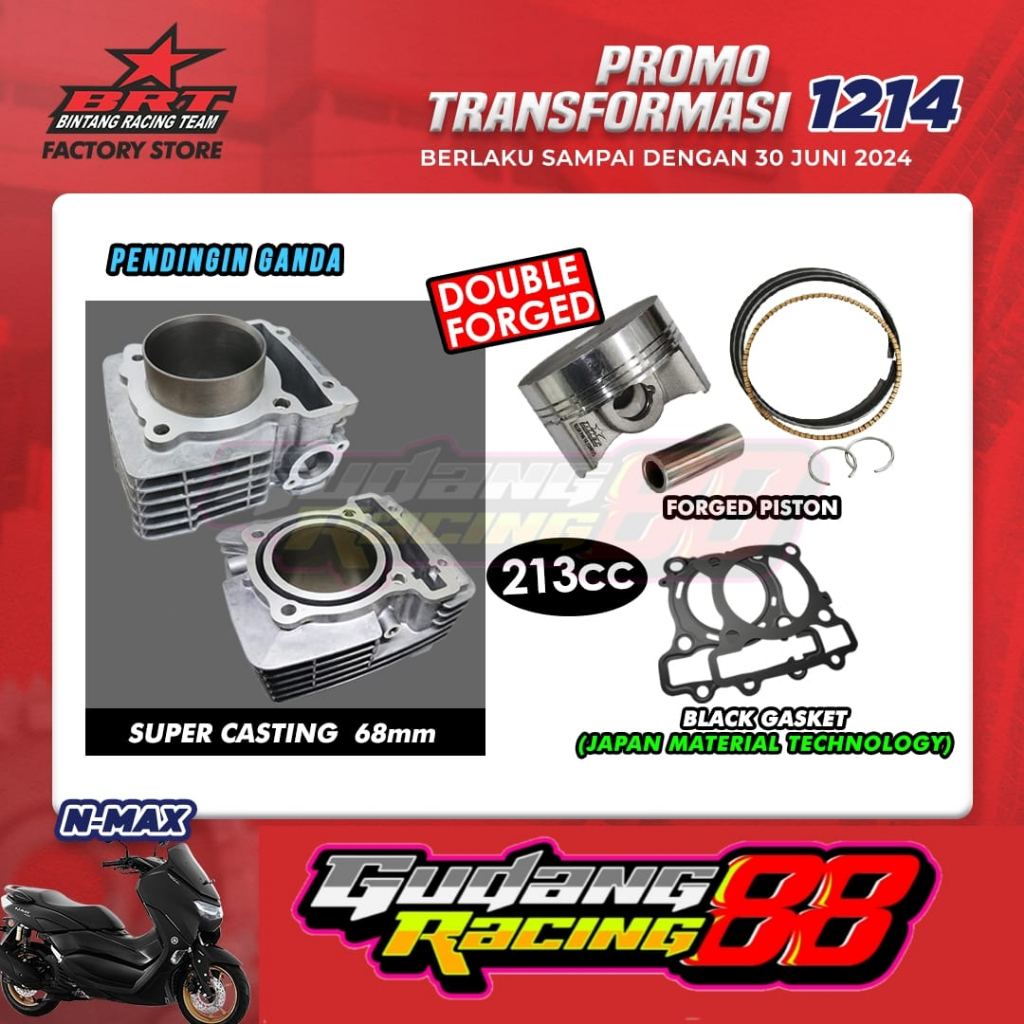 BLOK CAST IRON BRT NMAX ALL NEW NMAX AEROX BORE UP DOUBLE COOLER PENDINGIN GANDA 62 MM 66 MM 68 MM 7