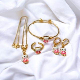 Set Perhiasan Anak Wanita Anti Lapis Emas Karat Isi Love Silver Dan Tidak luntur perak perempuan mur