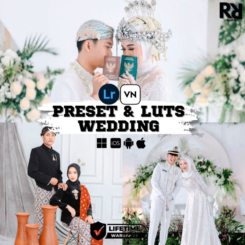 Preset Lightroom Wedding FullPack Bonus Luts VN Filter Wedding Video | Preset Adobe Lightroom