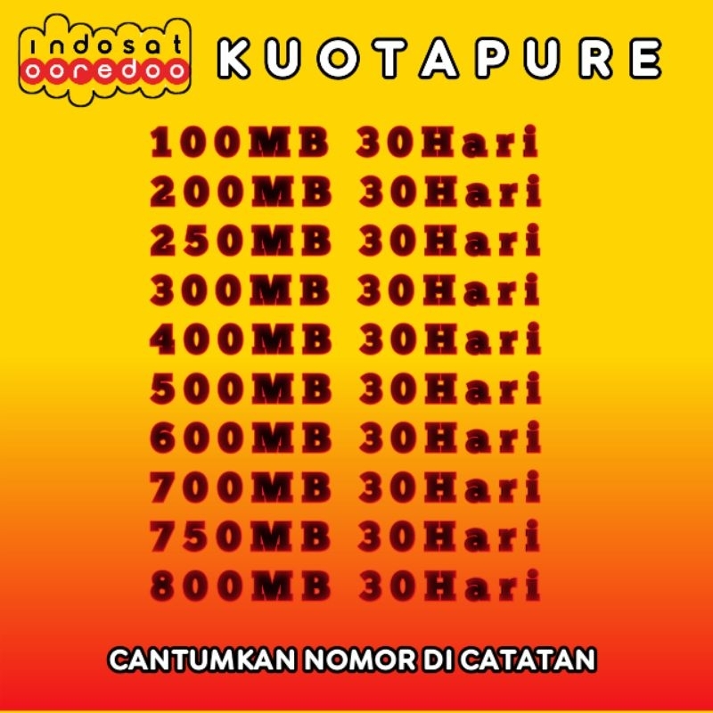 Paket Data Indosat Yellow 1gb/1hr 1GB/3hr 1GB/7hr