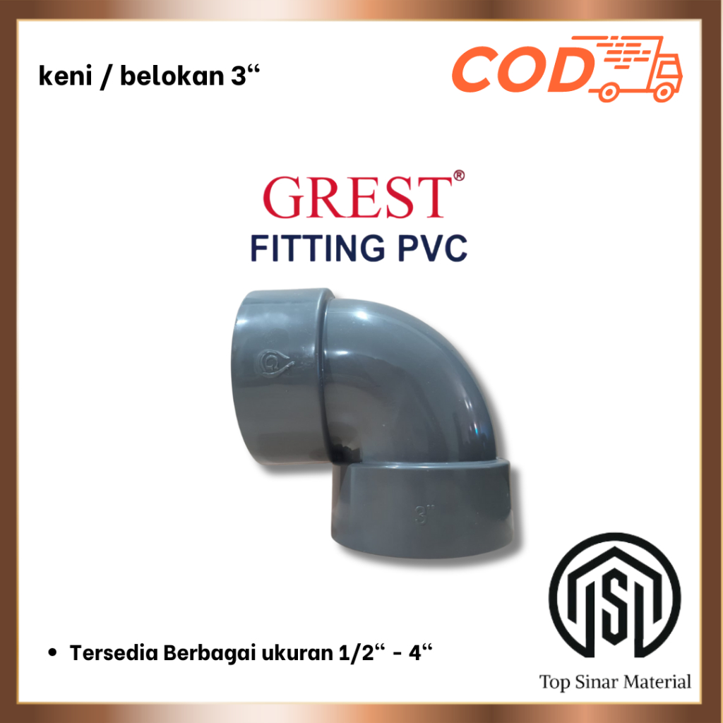 Elbow 3 inch Grest - Knee 3 Grest Knie polos 3in sambungan keni pipa pvc