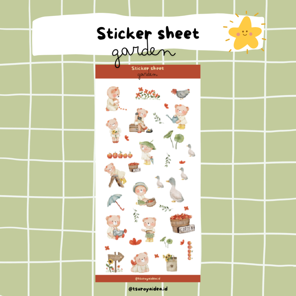 

SS008 - Garden Sticker Sheet, Sticker Journal Lucu Aesthetic
