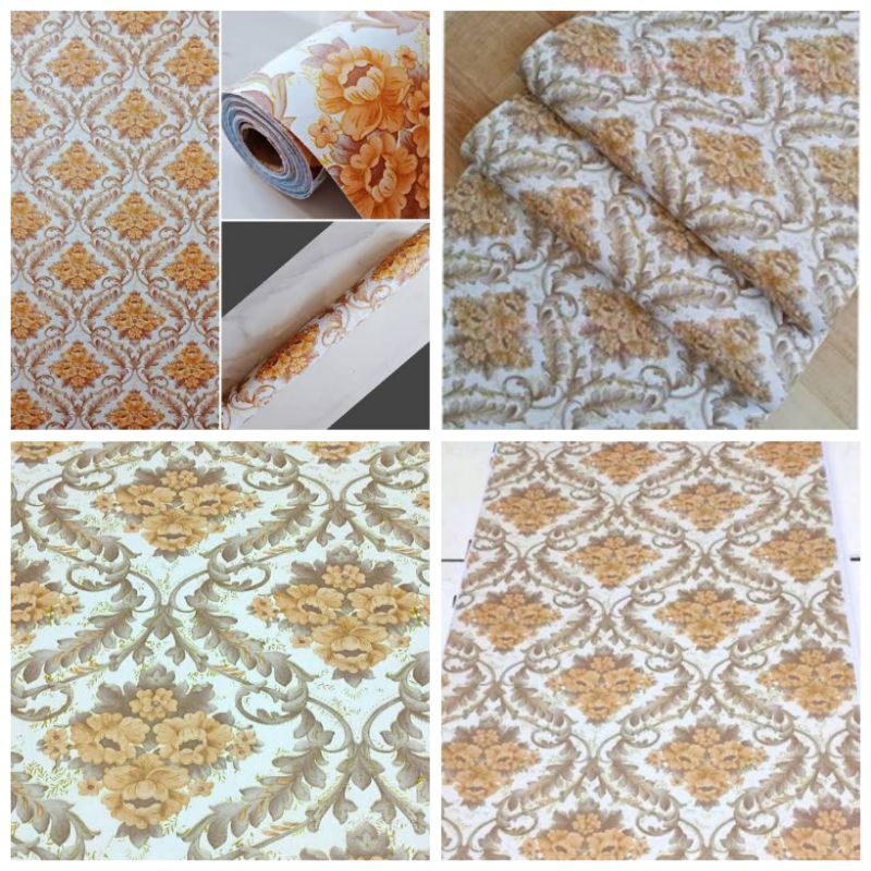 Wallpaper Stiker Dinding Ukuran 8 Meter CY1016 Motif Batik Coklat Termurah