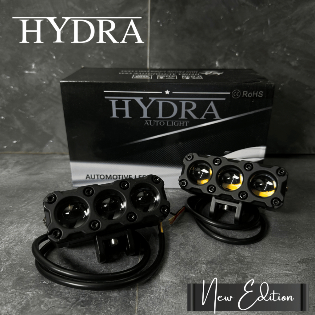 (2PCS) HYDRA LAMPU TEMBAK FOGLAMP SQL 3 MATA LENSA HI LOO PUTIH KUNING 2 WARNA HYDRA / MINI PROJIE 3