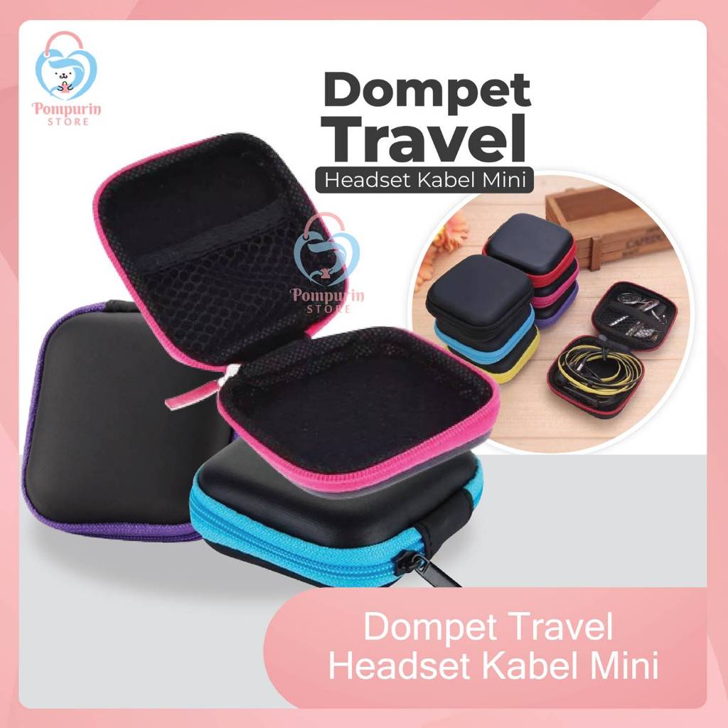 Dompet Travel Headset Kabel Mini (7x7x3cm) - Dompet Organizer Multifungsi Dompet Charger Headset