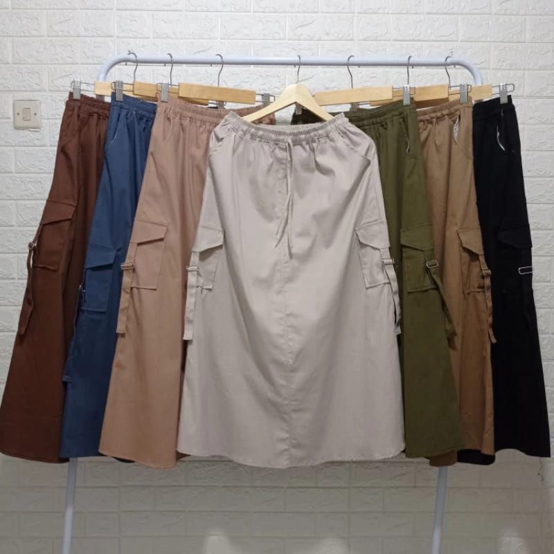 Rok Cargo panjang/Rok panjang wanita/Rok cargo terbaru