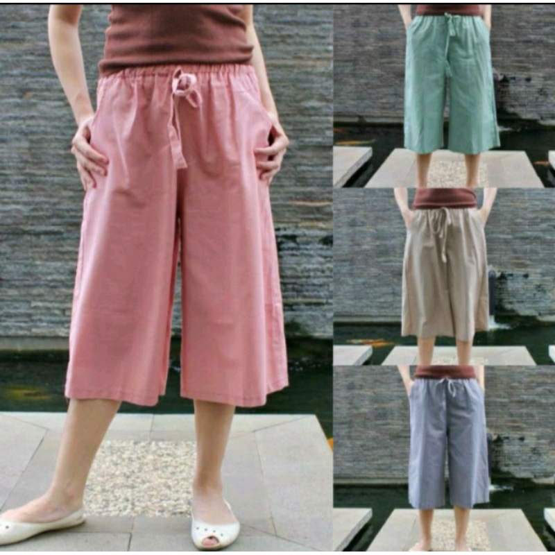 Kulot 7/8 katun rami linen size normal dan jumbo fidelis