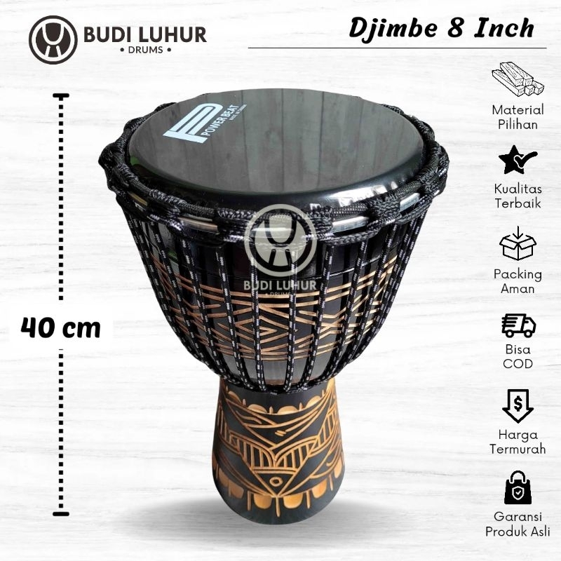 Alat Musik Tradisional Gendang Jimbe 40cm Tali Mika Ukuran Sedang Perkusi Djimbe Reggae Termurah