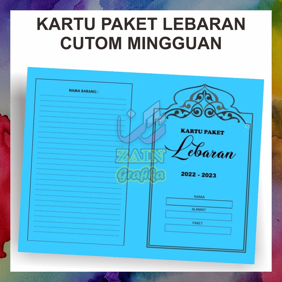 

KODE L9Q4 5 pcs Cetak Kartu Paket Lebaran Mingguan Zain Grafika