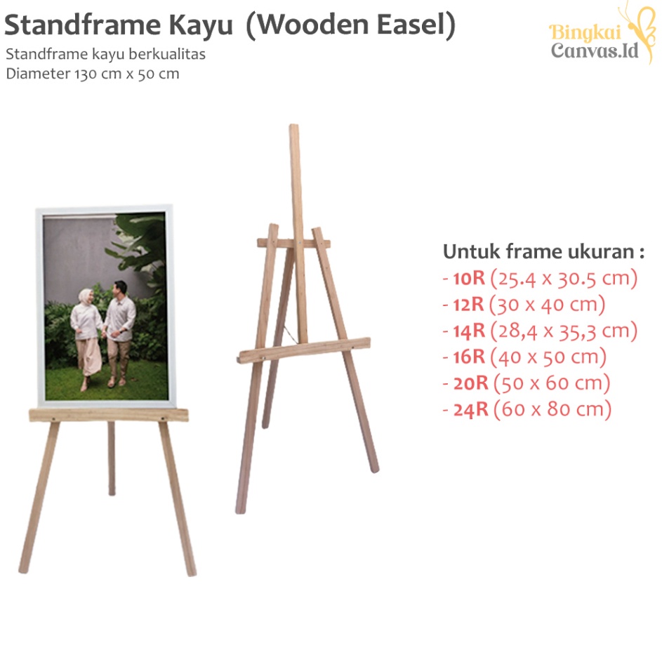 V44859 Stand frame foto prewedding besar  stand bingkai kayu  stand lukisan  stand kanvas lukis Trip