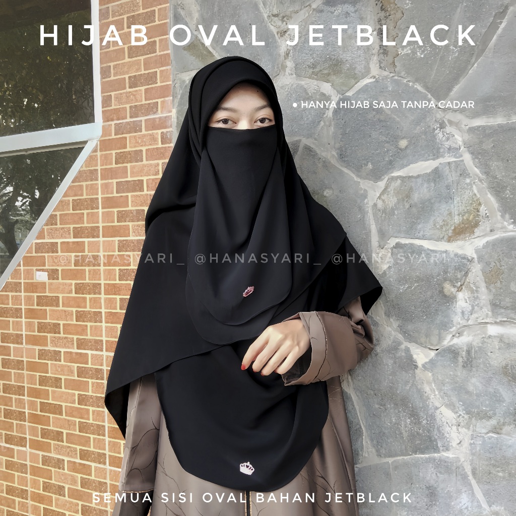 Hijab oval jetblack syari malaysian shawl by hanasyari