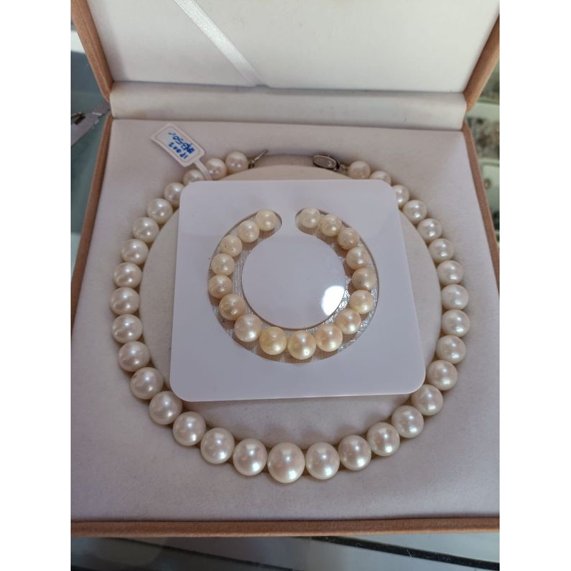 set full mutiara air laut putih grade A kalung full mutiara air laut putih