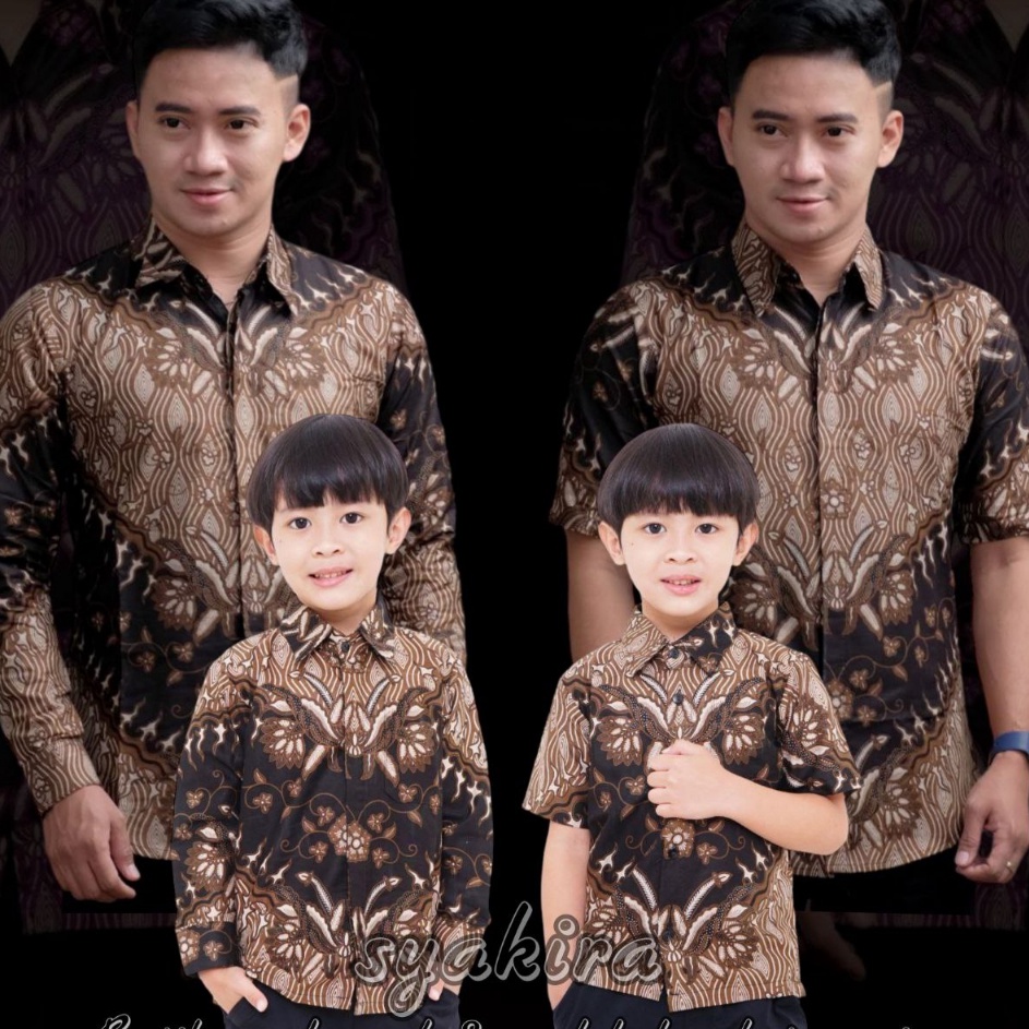 Kemeja Batik Anak LakiLaki Lengan Panjang Couple Batik Ayah dan Anak Laki Laki Motif keris coklatBat