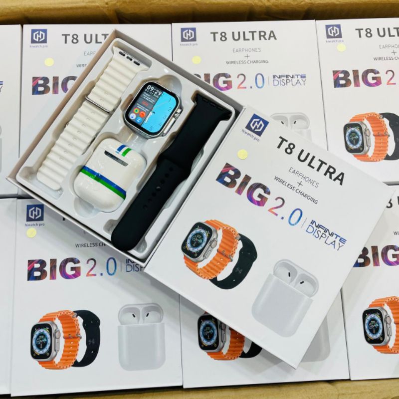 Hiwatch T8 Ultra Fre Earphone + 2 tali Strap Original