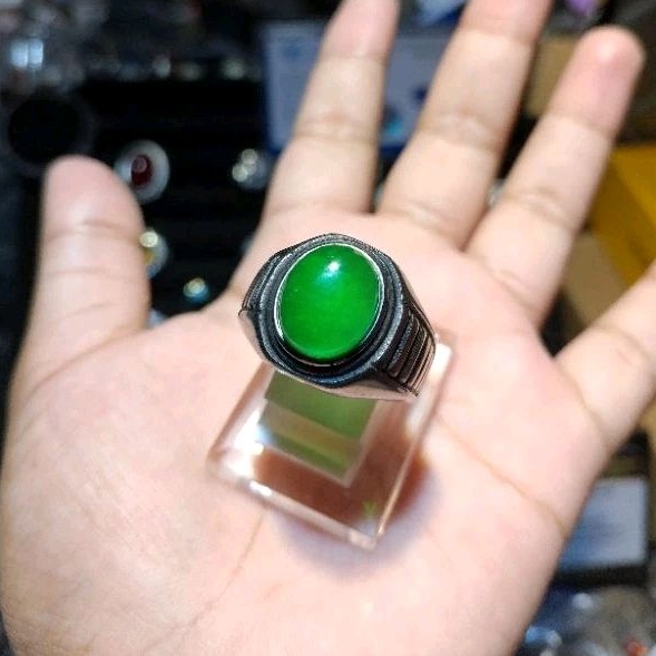 Natural giok burma termurah ring titanium