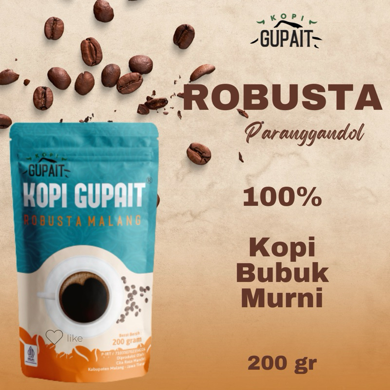 

Gupait Bubuk Kopi Robusta Murni 200gr | Biji dan Bubuk