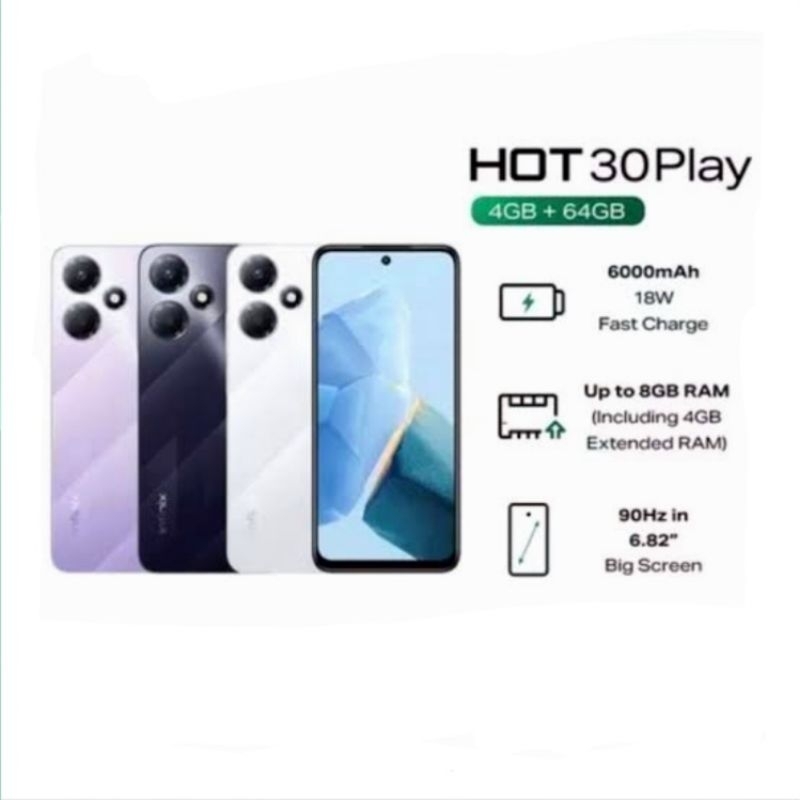 HP INFINIX HOT 30 PLAY 4/64 GB - HOT 30 PLAY RAM 4GB ROM 64GB RESMI