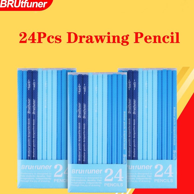 

Brutfuner 24Pcs Set Pensil Gambar Sketsa Profesional 6H 14B Murah