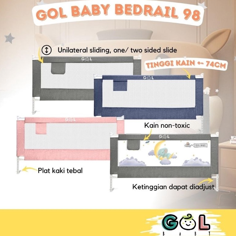 Harga TERMURAAH GOL Baby Bedrail Bedguard Pembatas Pengaman Pagar Dipan Kasur Ranjang Bayi Bed Rail 