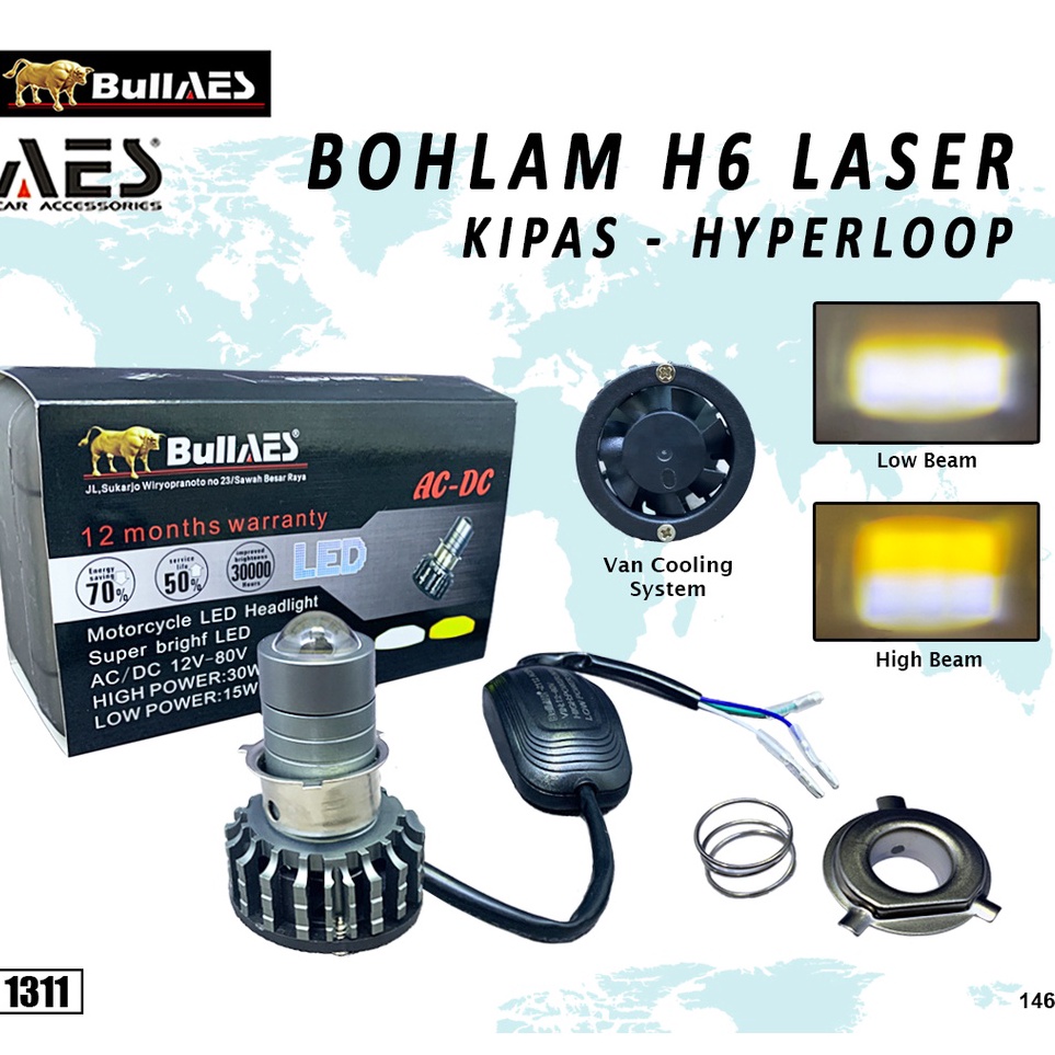 ART K85G Lampu Led Laser Headlamp H6 H4 Hyperloop AC DC BULLAES