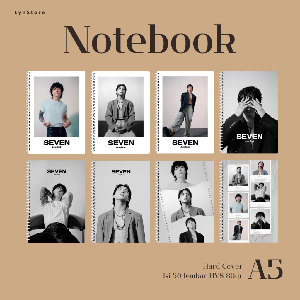 

(LS_023) Notebook Kpop A5 Hardcover Jungkook - Seven (Isi 50 Lembar Hvs + Hardcover Laminasi 2 Sisi) Buku Tulis Catatan Notebook Ring A5 Hardcover Laminasi / Notebook Journal A5 Hardcover Laminasi / Spiral Buku Agenda A5 Hardcover Laminasi