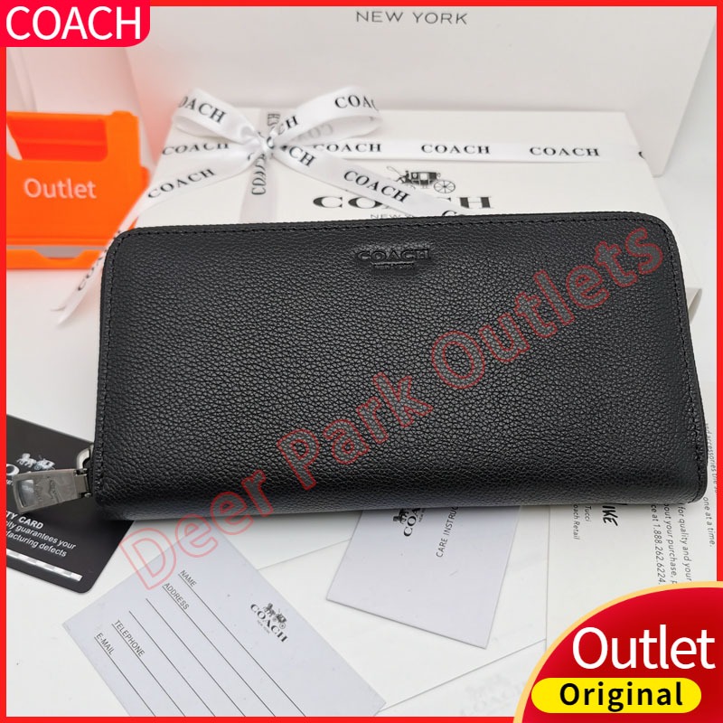 Coach Dompet Pria Panjang Tempat Kartu Kulit Berkerikil Yang Modis 58928 Hitam