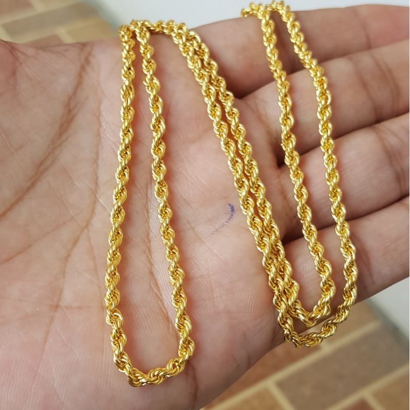 Kalung Rantai Plintir Kecil Lapis Emas Kuning Ukuran Pendek